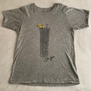 Gray JCrew T-Shirt with Gin Fizz graphic